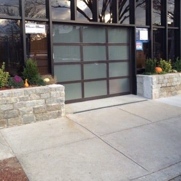 Modern glass garage door in Westchester County