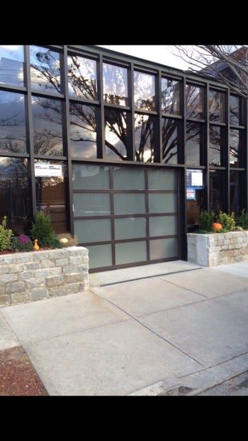Modern glass overhead door in Westchester County